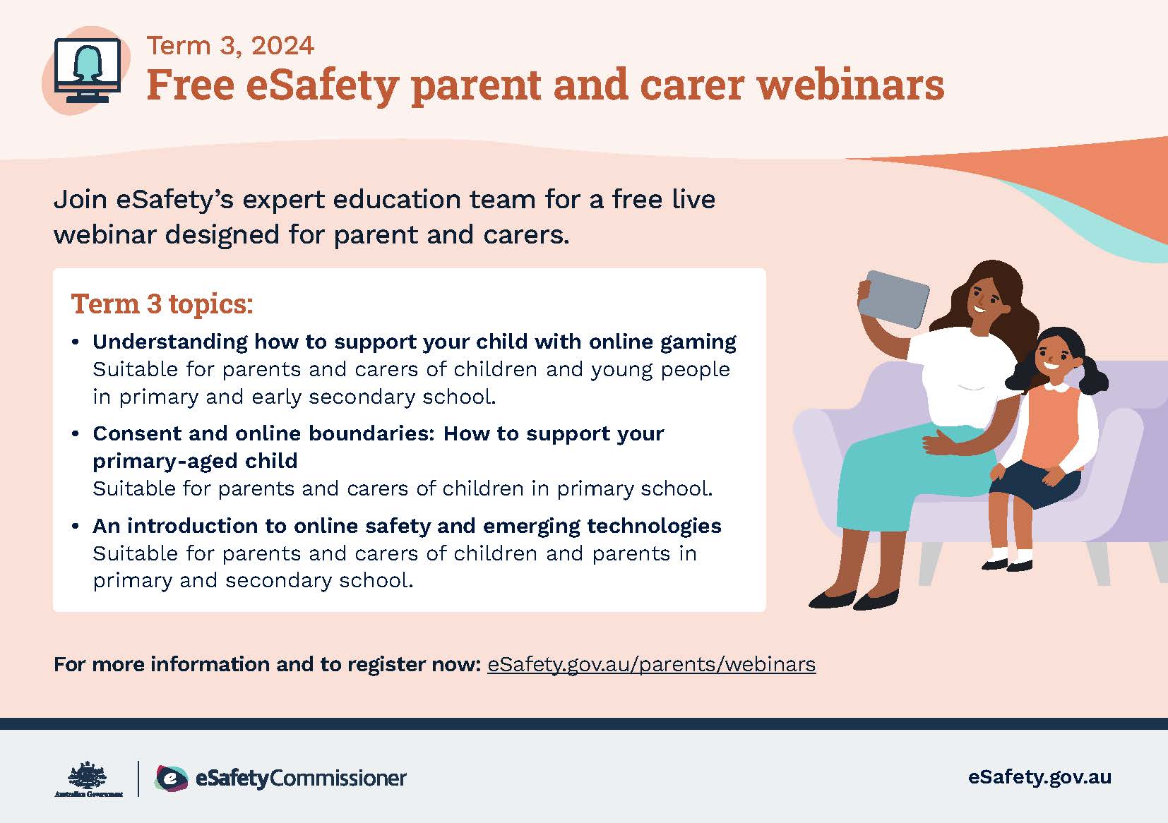 eSafety webinars for parents and carers